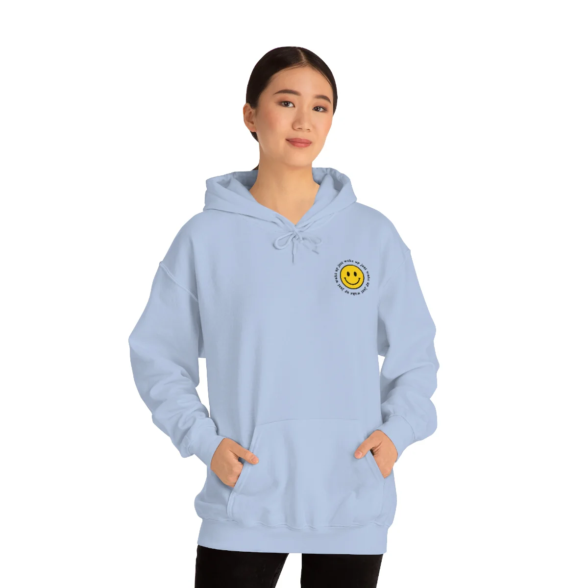 Y2K Smiley Just Woke Up Hoodie Sweatshirt - Image 3