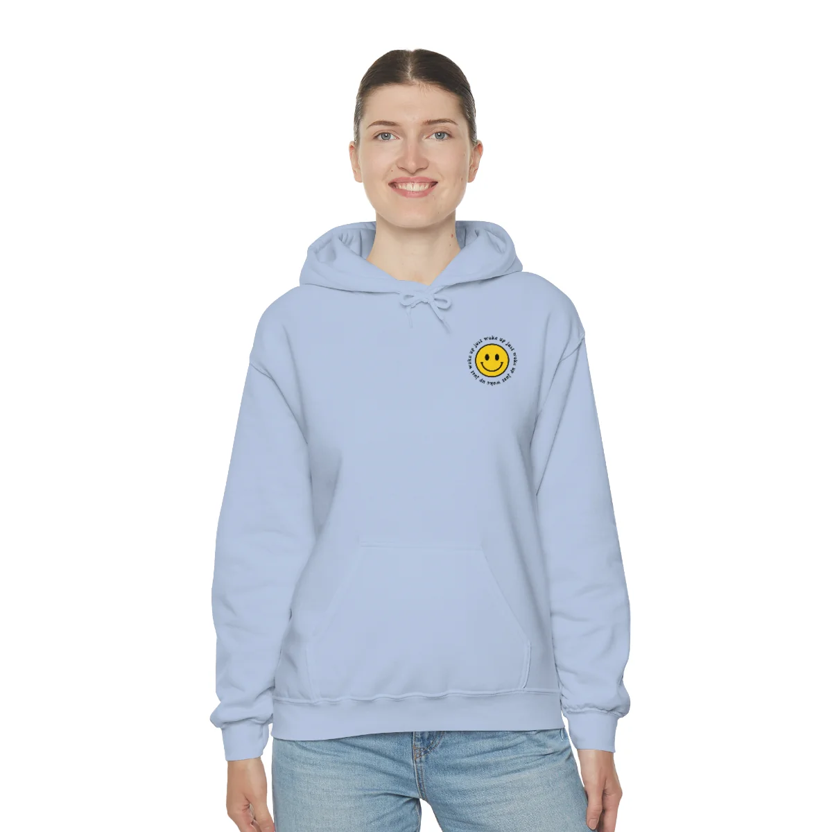 Y2K Smiley Just Woke Up Hoodie Sweatshirt - Image 4