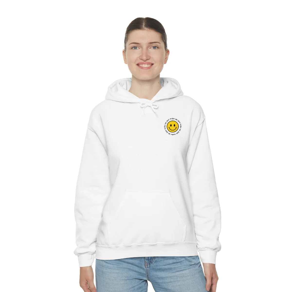 Y2K Smiley Just Woke Up Hoodie Sweatshirt - Image 9